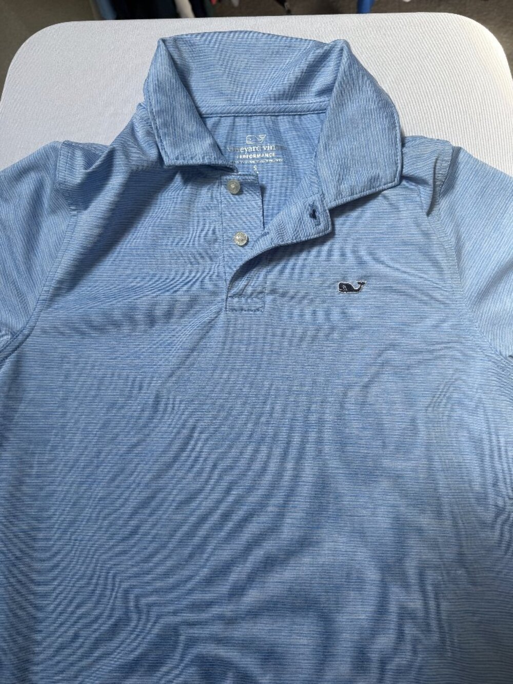 Vineyard Vines Performance Polo Light Blue Stripe S